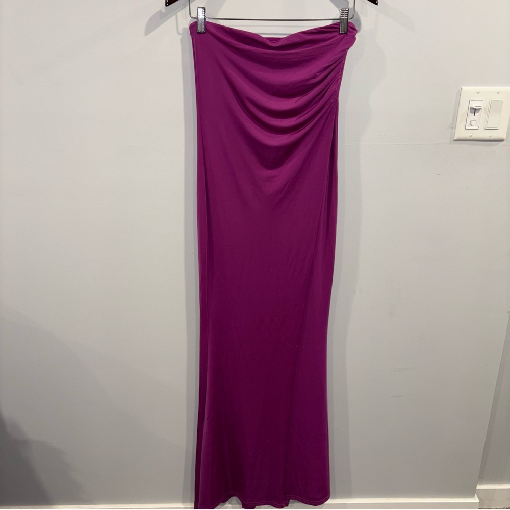 MESHKI- Cosima -Slinky purple strapless dress